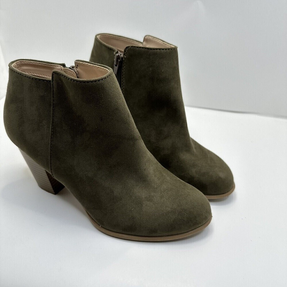 Old Navy Women's FauxSuede Basic Heeled Almond-Toe Zipper Ankle Booties Shoes 8
